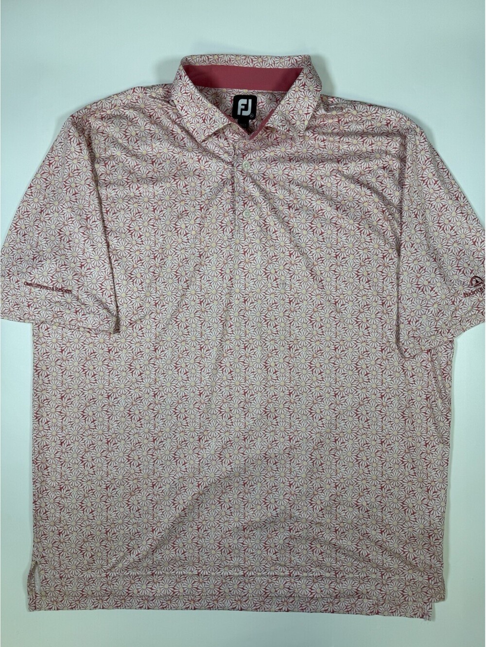 FootJoy FJ Golf Polo XL Pink White Floral Barton Creek Omni Hotels & Resorts